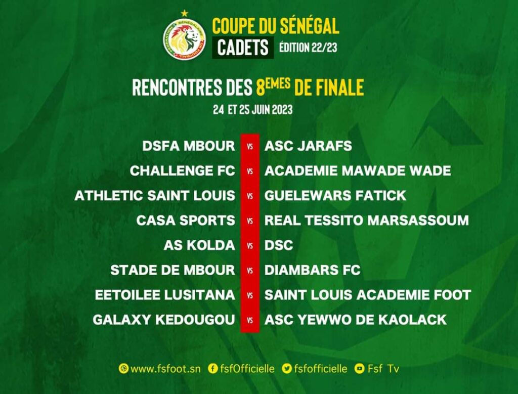Coupe du Sénégal : Programme des 1/8 de finale 4 KERANOS MEDIA