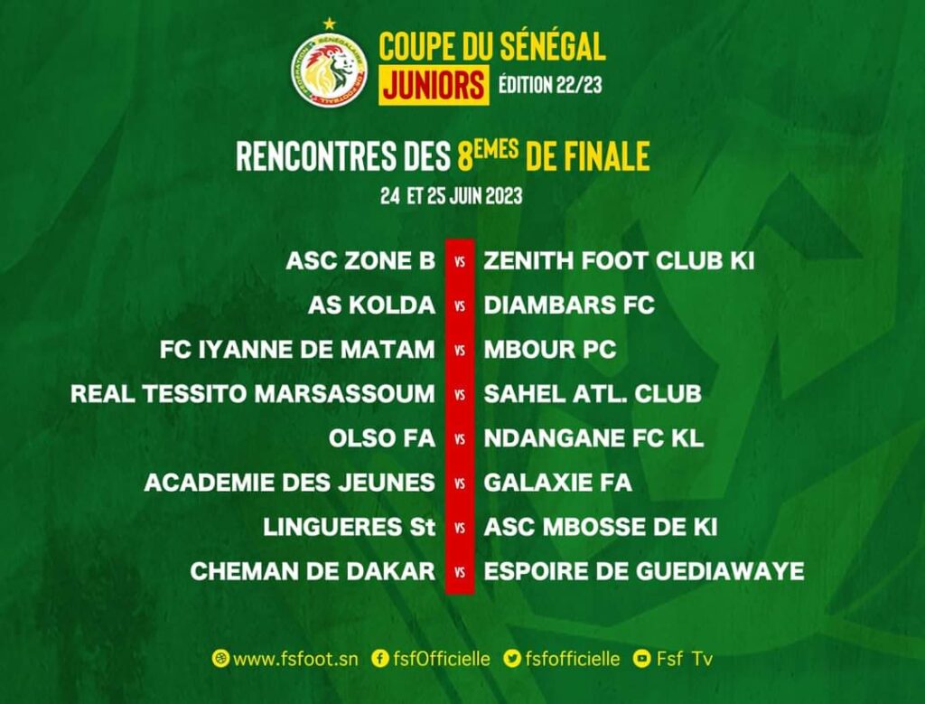 Coupe du Sénégal : Programme des 1/8 de finale 3 KERANOS MEDIA