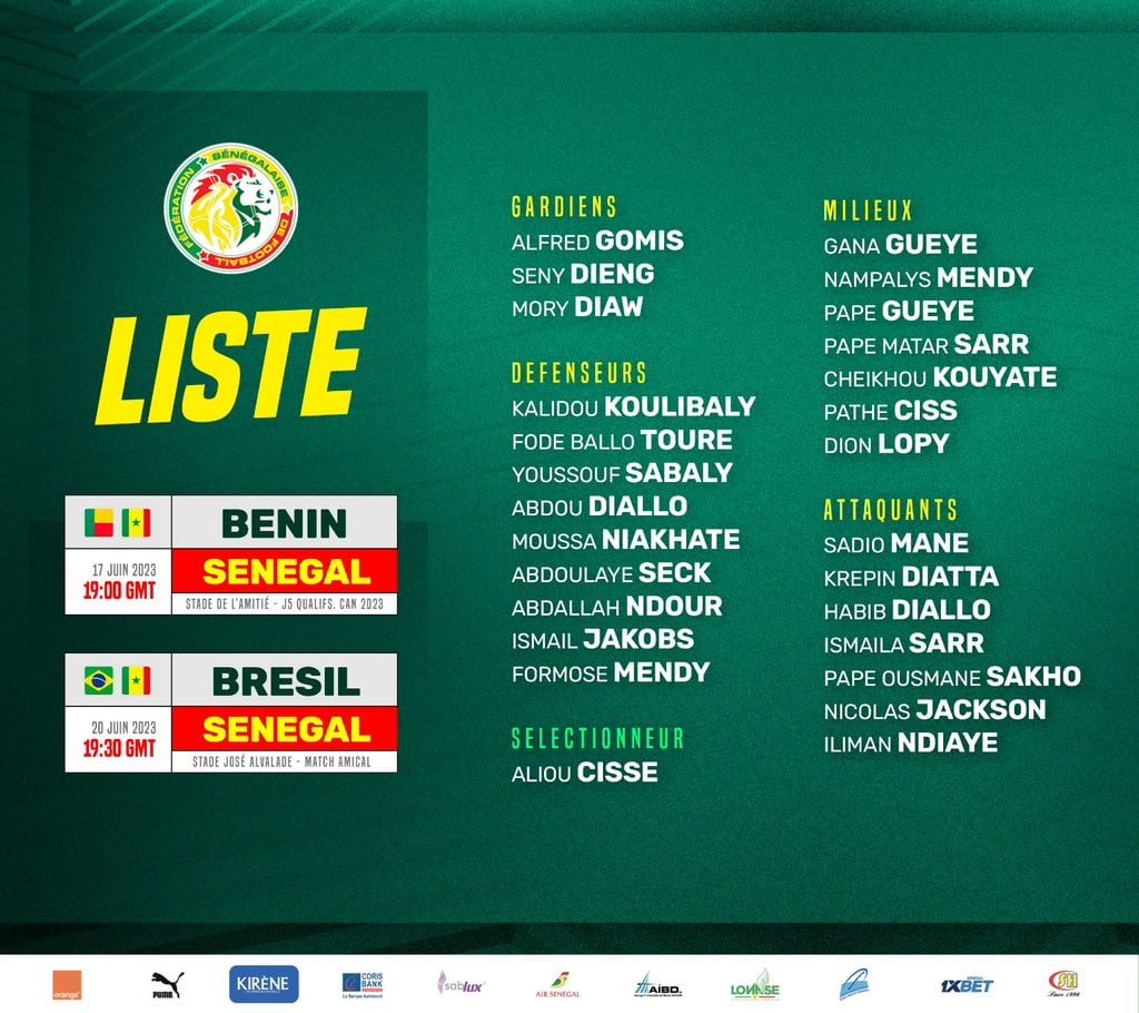 Aliou Cissé : Liste des Lions contre le Bénin et le Brésil 3 KERANOS MEDIA